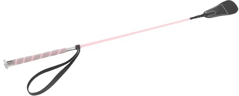 QWUUYEC Riding Whip Dressurgerte 68cm mit Gummiband und Leder Spitze - Rutschfester Griff, Langlebiges PC - Faser Material für Reiterkomfort (Rosa)