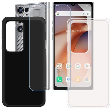 BMPNLSZ Funda (6,88) Screen Protector, Negro + Translúcido Suave Silicona TPU Canica Carcasa Caso Case + Cristal Templado Film Vidrio