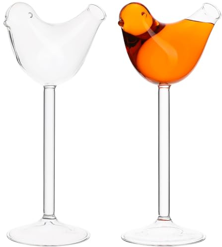 EXQUIMEUBLE 2 Bicchieri da Martini in Vetro Creativi a Forma di Volatile 150ml, Bicchieri da Cocktail Trasparenti per Feste, Uso Domestico e Bar