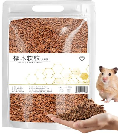 Lecho Natural de Roble para Hámster - Sustrato Sin Polvo y Control de Olores para Pequeños Animales | 300g Granulados de Corcho Absorbentes | Nest Seguro para Jerbos, Ratones, Conejos y Chinchillas