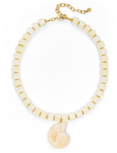 TOVABA Collar de concha de resina, perlas con bloques gruesos, joyas gruesas para uso diario