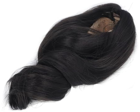 Sxhlseller Parrucca per Capelli per Bambole con Giunto Sferico da 1/6, Sostituzione dei Capelli Neri Ricci Lunghi per Circonferenza della Testa di 15,5-17,5 Cm con Consistenza Morbida e Setosa per