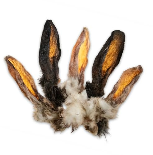 FUTTERMICHEL Kaninchenohren mit Fell für Hunde 500g - 100% Naturprodukt | Fettarmer Kausnack - hypoallergen, getreidefrei, ohne Zusätze mit und ohne Fell 2x100g/500g/1000g
