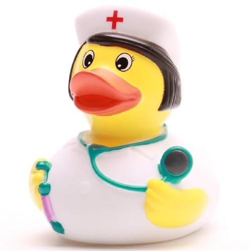 DUCKSHOP I Badeente Krankenschwester I Quietscheente I L: 7,5 cm I Quietscheentchen I Geschenk Mediziner I Präsent Pflegekräfte