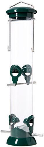 Premium Bird Seed Feeder, Hanging Bird Feeder with Four Perch Ports, Easy to Clean, Suitable for Seeds and Seed Mixes, Durable and UV-Stabilised (580g) - RSPB, Green, 15 inch