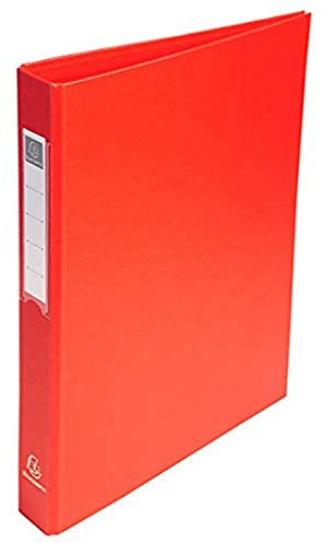 Exacompta 51385E 10er Pack Ringbücher aus festem Karton 1,8mm Kunststoffbezug aussen und innen, 4 Ringe Füllhöhe 25mm für DIN A4 - Rot