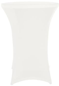Perel Stretch Tischhülle Weiß Ø80 x 100 cm für runde Cocktail und Stehtische elastische Tischabdeckung mit Fußtaschen waschbar Enger Sitz für Hochzeit Party Event Messe