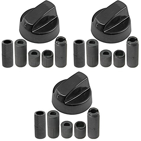 Spares2go Control Knobs for Indesit Oven Cooker/Hobs (Black, Pack Quantity: 3)