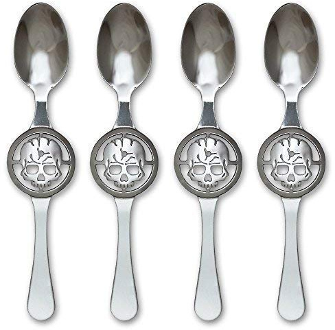 4x Absinth Löffel Totenkopf - Absinthe Skull Spoon - Cuillère à Absinthe originale