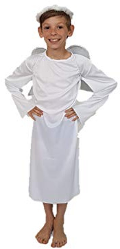 Weihnachtskostüm Erzengel Gabriel für Jungen oder Mädchen, Krippenspiel, Maskenkostüm: Größe 7 - 9 Jahre.