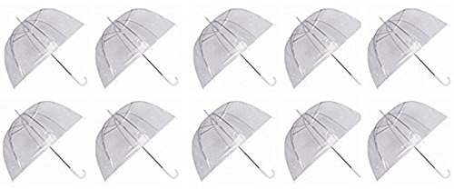 Gadgetking Ardisle Set of 10 Rain Umbrellas Dome Birdcage Clear Transparent PVC Plastic Wedding