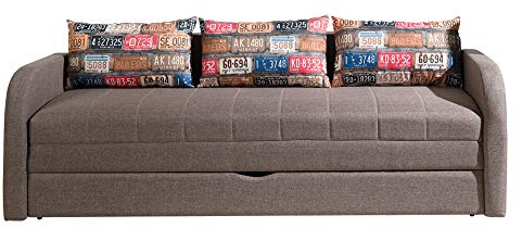 Schlafsofa Rafael B, Sofa Couch mit Bettkasten und Schlaffunktion, Bettsofa Kissenmuster, Schlafcouch, Gästebett Schlafzimmer (Lux 04 + Foto Route 62)