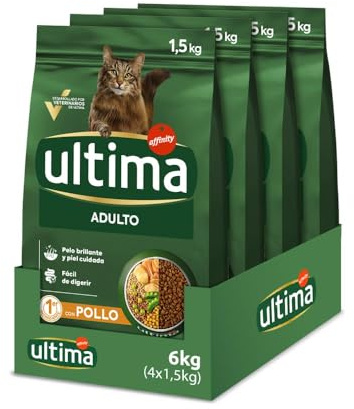 Ultima Cibo per Gatti Adulti con Pollo - Confezione da 4 x 1,5 kg - Totale: 6 kg