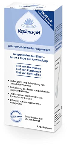 Replens™ pH Vaginalgel (9 vorgefüllte Applikatoren) zur Normalisierung des vaginalen pH-Wertes bei Scheideninfektionen, mit 3-Tages-Effekt
