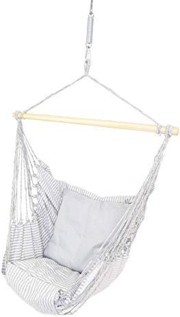 HOBEA-Germany Hängesessel, Vintage Hängestuhl Boho-Look, Hängeschaukel Fransen Uni Deluxe (Holland)