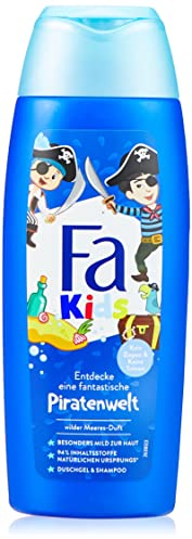Fa Kids Kindershampoo & Duschgel Piratenwelt (250 ml), sanft zur Haut mit pflegender, milder Formel und wildem Meeres-Duft