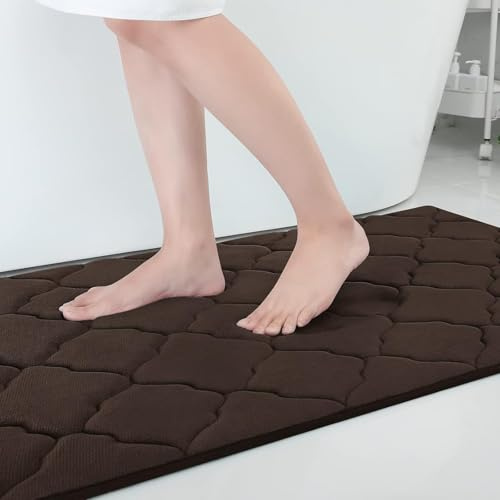 Homaxy Memory Foam Badezimmerteppich rutschfest Badematte Weich Badteppich Saugfähige Badvorleger Waschbar Pflegeleichte Duschvorleger - 60 x 120 cm, Braun