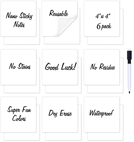 Zayvor 6 Weiß Notizzettel Aus Haftnotizen Sticky Notes Farbige Wiederverwendbare Whiteboard Aufkleber Büchern Entfernbar Beschriften, Abwischbarer Stift Whiteboard-Marker