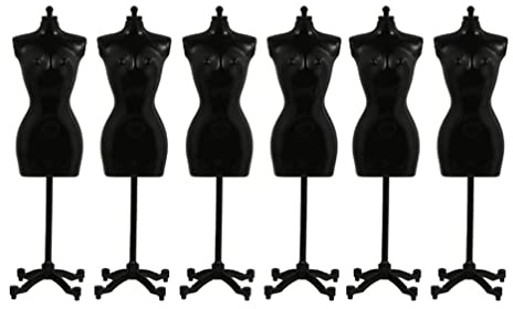 Toddmomy 6 Stück Mini-Puppenmodell, Torso, Torso, kleine Mannequin, Kleid, Mini-Modell, Puppenkleidung (schwarz)