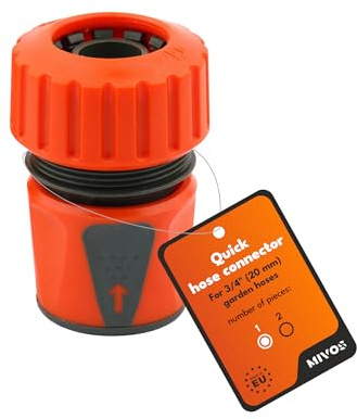 Mivos Schlauchkupplung für 3/4 Zoll (20 mm) Schlauch - 3/4 Zoll Gartenschlauch Schlauchverbinder zum Einfachen Anschluss an Wasserhahn und Bewässerungsgeräte
