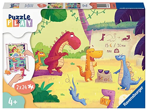 Ravensburger Kinderpuzzle Puzzle&Play 05675 - Dinosaurier im Sommer - 2x24 Teile Puzzle für Kinder ab 4 Jahren