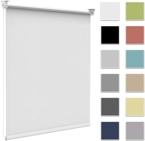 Zarnan Verdunkelungsrollo Klemmfix ohne Bohren B70 x H200cm Weiß Verdunklungsrollo Thermorollo Seitenzugrollo Klemmrollo für Fenster & Tür Sichtschutz Sonnenschutz innen Rollo