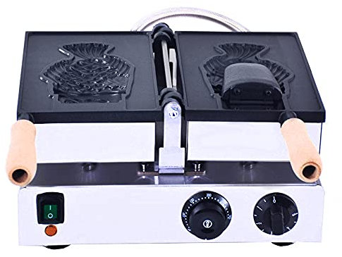 1600W Ice Cream Taiyaki Machine, Taiyaki Open Mouth Fish Waffle Machine with 16x9cm Mold, Double Heating Side Commercial Taiyaki Machine