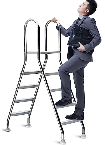 BOTOWI 135cm Oberirdische Poolleiter, 4 Stufen Schwimmbad-Sicherheitsleiter mit Anti-Rutsch-Stufen, Pool-Treppe Einstieg/Ausstiegsleiter für Freibad, Schwimmhalle Wasserpark, Belastung 250KG