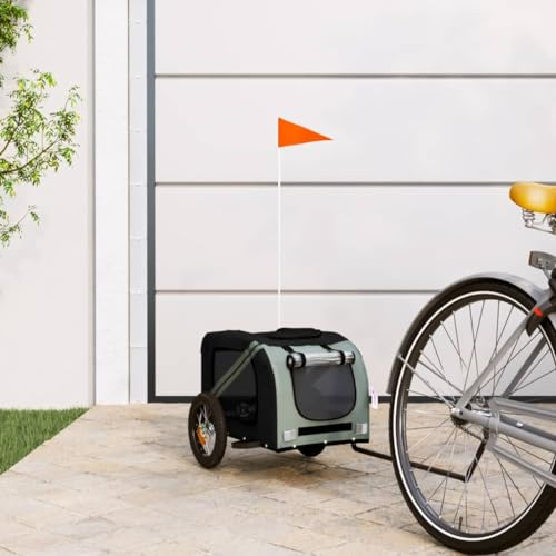 Festnight Fahrradanhänger Hunde Grau Hundeanhänger Für Fahrrad Fahrradanhänger Lastenanhänger Transportanhänger Hundefahrradanhänger Lastenanhänger Fahrrad Groß 30kg 124 x 53 x 53 cm