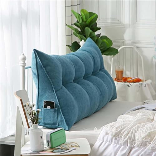 YSZBD Rückenstützkissen Rückenkissen Bett Lesekissen Für Bett Und Sofa Rückenkissen Keilkissen Sofa Bettkissen Rückenlehne Lesekissen Removable Cover,#2sea​​blue-150x50x20cm