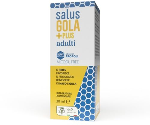 Salus Gola Plus Adulti 30ml-Propoli-Rosa canina-Echinacea-Ribes -Menta-Pino mugo-Eucalipto aggisce sul mal di gola dando sollievo.Emolliente e lenitiva.
