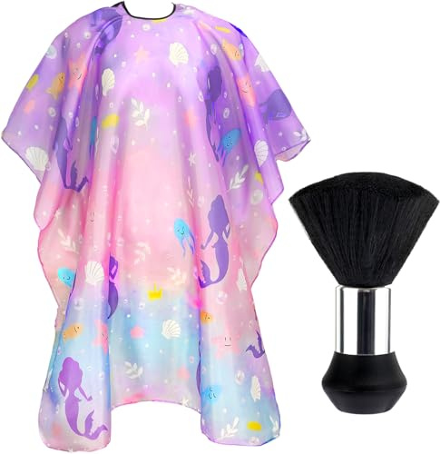 FEBSNOW Kids Hair Cutting Cape, Professional Barber Cape with Duster Brush