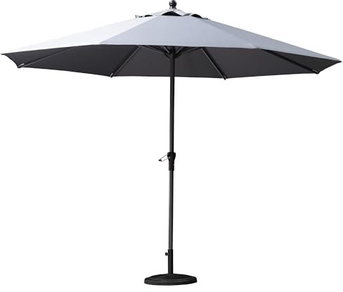 PURPLE LEAF Parasol de Jardin Exterieur 350 cm Parasols en aluminium Toile Protection UV pour Balcon Terrasse Patio, Gris clair