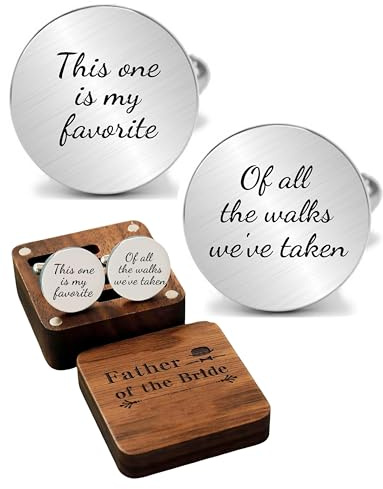 Of All The Walks We've Taken This One is My Favorite Cufflinks Wedding Men's Cufflinks Engraved Jewelry Gifts for Father Groom (Cufflinks+ Wood Box)