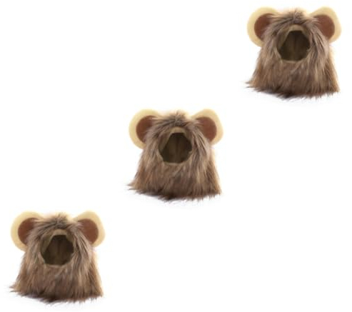 INOOMP 3stücke Katzenkostüm Löwenmähne Mit Ohren Für Kleine Hunde Und Katzen Herbst Winter Verkleidung Witzige Haustiermütze Für Partys Und Tägliche
