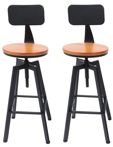 DeeDuud Barhocker 2er Set, Retro Barstuhl mit Lehne Einstellbare Höhe 64–84 cm Küchenstühle