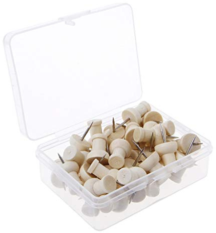 40 chinchetas de madera para dibujo decorativo creativo, chinchetas de madera para cabeza, chinchetas de pulgar, chinchetas de corcho, pines de tablón de anuncios, tableros de pines, pines de tablero,