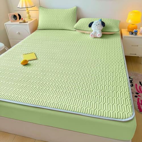 FOREPOTY Boxspringbett & Wasserbett Spannbettlaken,Sommer Coole Latex-Bettwäsche, Matratzenschoner Mit Cartoon-Aufdruck Für Kinderzimmer, Bettbezug Für Kinderzimmer,Grün,150 * 200cm (1 Stück)