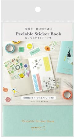 Midori 34506006 Sticker Book with Pockets, Light Blue, 20 Pages