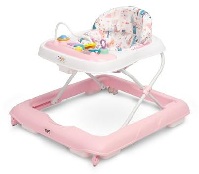 CARETERO - Ausilio Didattico per Neonati - Babywalker Nel - da 6 Mesi con Tavola Didattica - Gioco e Girello - Imparare a Camminare e Sviluppare Capacità Motorie - Rosa