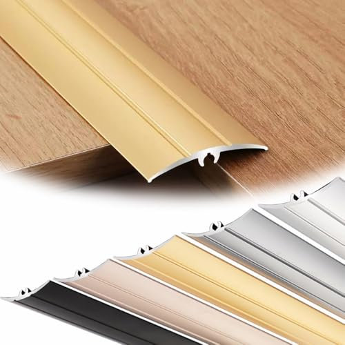 QTWLG 4cm 5cm Aluminium Boden Übergangsleiste 90CM Teppichleisten Übergangsprofil rutschfeste Türschwellen Leiste Bodenleiste Für Laminat(Gold,40mm (1 3/5))
