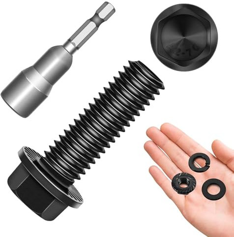 10 Stück M8x25 Edelstahl Schrauben-Sortiment, Flansch Sechskantschrauben mit Außensechskant, Schwarz, mit Unterlegscheiben, Federringe & Muttern, Sechskant-Bit