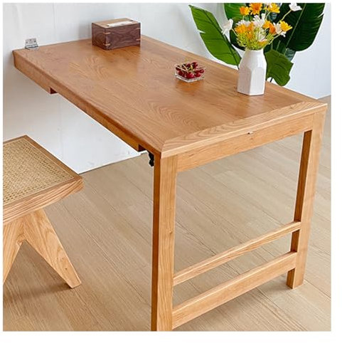 LFIEVO Mesa Montada en La Pared de Madera Maciza Mesa Plegable Montada en La Pared con Bordes Pulidos Mesa de Comedor Plegable con Tablero Engrosado Mesa de Comedor Escritorio 2 Usos