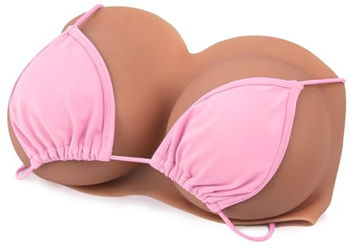 Vnmcry Silikonbröstform Blandad Fyllning av Bomull & Gel V-halsad Tube-top Realistisk Brystplatta Falska Bröst Män Transvestiter Transpersoner (E cup, Storlek S, Brons)