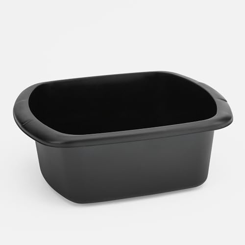 Washing Up Bowl for Sink | Black Small Rectangular Plastic Sink Bowls (9 Liter Capacity) | Wash Up Basin Bowl for Kitchen Sinks