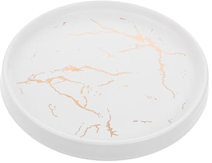 Assiette alimentaire en marbre, assiette à bijoux simple, assiettes rondes en marbre, décor doré, plateau de service en marbre, anneau, plateaux de Table, plateau décoratif en marbre, anneaux dorés, c