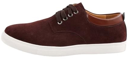 Zapatos casuales para hombre de piel de ante para hombre, zapatos de caminar, suela plana, zapatos cómodos, monocolor, zapatillas de negocios, deportivas, ligeras, informales, marrón, 49 EU