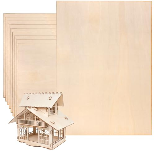 JIEHIN 10 placas de madera grandes de 400 x 300 x 2 mm, para manualidades, para manualidades, placas de madera contrachapada, placas de madera de balsa, placas de hobby para bricolaje, modelo