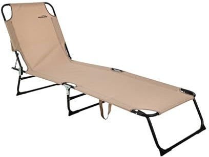 Well Home Tumbona Plegable en Color Crema 187x55x24,5cm para Disfrutar al Aire Libre
