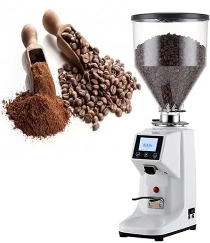 Macinacaffè Elettronico Per Caffè Espresso, Macinacaffè Elettrico Automatico One-Touch Con Selettore Di Macinatura A 19 Posizioni, Polverizzatore In Acciaio Inossidabile, Touch Screen,White-500G